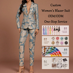 Ensemble de costume blazer à imprimé feuilles personnalisé pour femmes, <span class=keywords><strong>pantalon</strong></span> élégant et formel pour femmes - Product Image 1