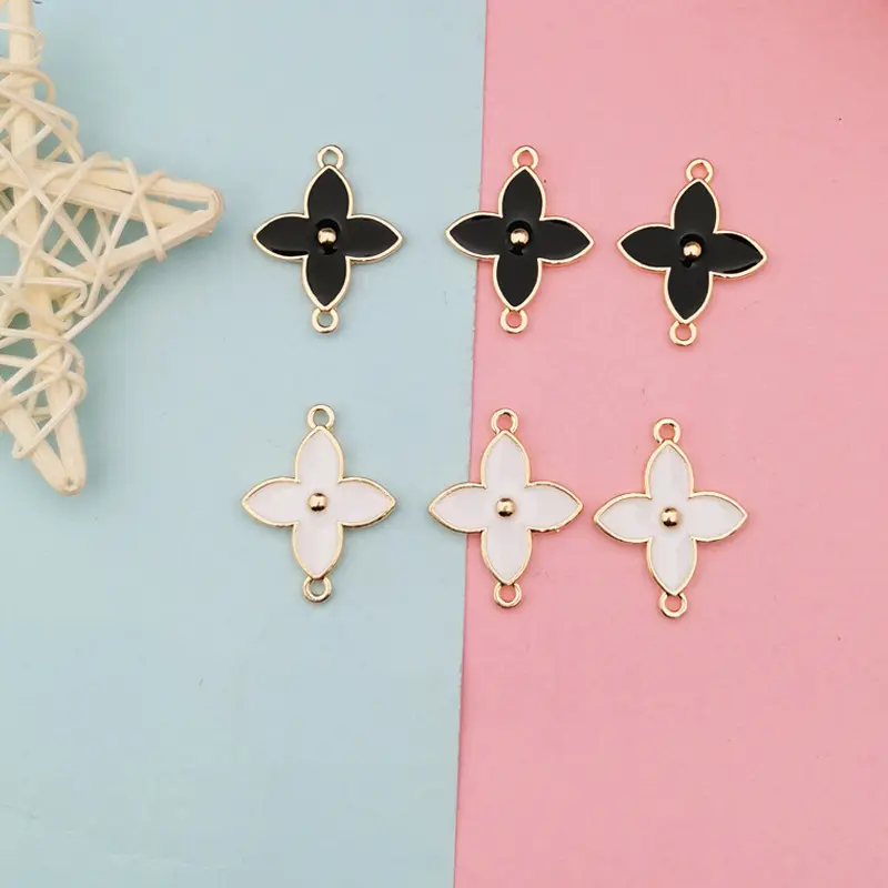 20*26mm Double hanging four-leaf clover connector alloy pendants diy bracelet necklace jewelry accessories