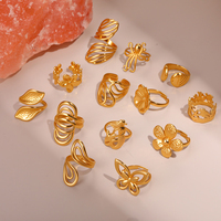 Bague ouverte en acier inoxydable ajourée à motifs floraux et géométriques, bijou tendance pour femmes et jeunes filles, cadeau estival.