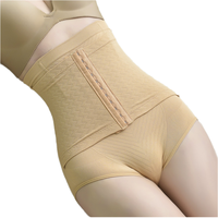 Culotte gainante taille haute à double couche avec fermeture à agrafes pour le contrôle du ventre, post-partum, pour femme