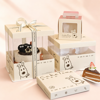 Boîte à gâteau style Ins noir et blanc avec fenêtre, en PVC transparent, robuste, anti-affaissement, avec ensemble de vaisselle assorti, logo personnalisé