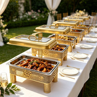 Hotel- und Restaurantbedarf Chafing Dish Buffet-Set Luxus-Buffet Speisenwärmer Goldene Chafing Dishes für Catering
