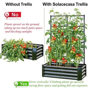 USA Warehouse Metal Raised Garden Bed with Climbing Trellis Outdoor <b>Planter</b> Box Square Garden Feature Wall - Product Image 2