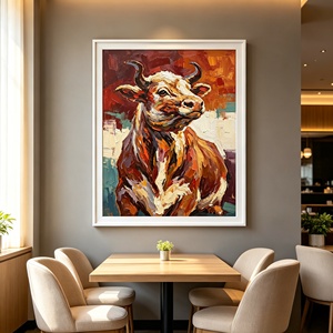 <span class=keywords><strong>Peinture</strong></span> à l'huile à texture épaisse Impasto, cadre blanc, décoration pour bureau, hôtel, café, <span class=keywords><strong>peinture</strong></span> sur toile animale inspirante - Product Image 3