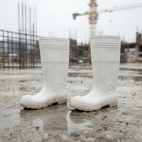 Bottes de sécurité blanches pour hommes, hauteur genou, avec protection d'embout en acier durable et semelle antidérapante - En stock et livraison rapide
