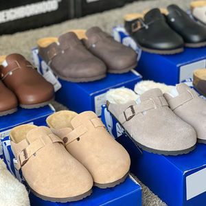 Chaussures mules unisexes en daim véritable de haute qualité, conçues par des designers, Birkenstocks, sabots pour femmes, <span class=keywords><strong>cuir</strong></span> de luxe, bout rond, toutes saisons - Product Image 4