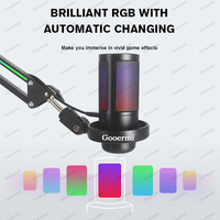 Gooermi A22S Microphone d'enregistrement USB de jeu Micro à condensateur avec muet, support de bras pour le streaming RGB Mic Stand