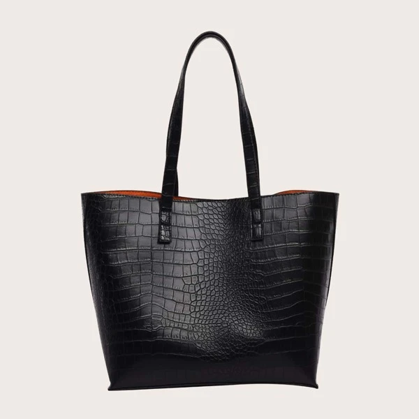 faux croc tote bolsa