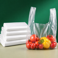 Wegwerp PE T-shirt zakjes voor voedselverpakkingen, handvat op handlengte, boodschappen- & groente/fruitzakjes op rol, groothandel
