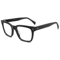 Montures de lunettes optiques faites à la main en gros, logo personnalisé, en acétate, anti-lumière bleue, montures noires pleines pour hommes