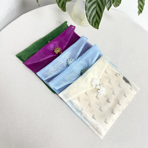 Logo Printed Blue Organza <b>Envelope</b> Jewelry <b>Gift</b> Packaging Luxury Organza <b>Envelope</b> Pouch - Product Image 2