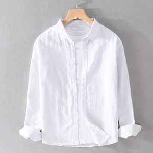 Camicie Estive da Uomo in Cotone a Maniche Lunghe, Casual, Tinta Unita, con Colletto e Bottoni, Abbigliamento Casual Maschile - Product Image 6
