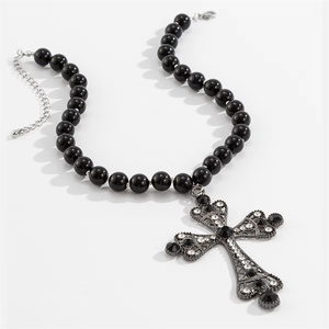 Collares con colgantes de Cruz de cristal hueco grande para mujer, cadenas de cuentas de boda a la moda para mujer, accesorios en el cuello, joyería de moda - Product Image 3