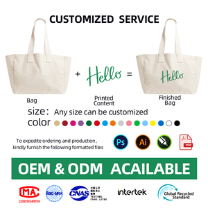 <span class=keywords><strong>Grand</strong></span> <span class=keywords><strong>sac</strong></span> fourre-tout réutilisable en toile de coton pour femme <span class=keywords><strong>avec</strong></span> logo personnalisé, poches zippées et longues poignées en corde - Product Image 2