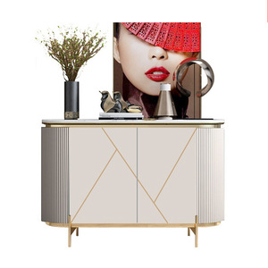 Meuble TV en bois de luxe en acier inoxydable, meuble de salon moderne, panneau latéral, meuble de tapisserie pour la maison - Product Image 1