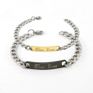 ZOGXIN Couple <b>Bracelet</b> Stainless Steel His Always Hers Forever Engraved Chain Link Jewelry Gift <b>Set</b> - Product Image 4