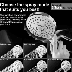 Pommeau de douche anti-fuite 6 pouces à effet pluie, haute pression, avec douchette à main intégrée, orientable et réglable - Product Image 6