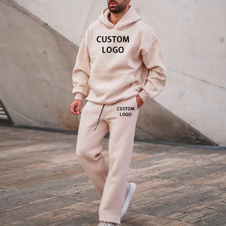 Men's Sports Sweatpants and Hoodie Set Unisex Loose Wear Joggers Set Manufacturer Custom Sweatsuit Cotton Embroidery Tracksuit