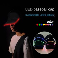 Gorra de Béisbol con Lámpara de Fibra Óptica LED, Luminosa Nocturna, 6 Paneles, Circunferencia de Cabeza Ajustable de 56-58 cm, Multicolor