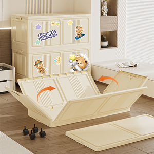 ZDX70モダンデザイン非設置防風PPプラスチック折りたたみ蓋付きおもちゃ収納ボックスホイール持続可能な子供服 - Product Image 4