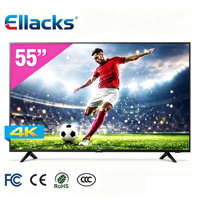 TV LED Smart 4K Ultra HD 55-Inci Pixel OEM Ellacks dengan WiFi Android Google Bersertifikasi CE/CB untuk Penggunaan Hotel