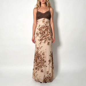 Vestido Maxi de Encaje Floral Vintage, Sin Tirantes, Sin Mangas, Liso, Teñido, Cintura Natural, Largo, Casual, para Mujer, Verano - Product Image 1