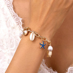 Nouveau Design 2026 Bracelet Breloque en Alliage Plaqué Or Style Bohème Été Facile à Assortir Coquillage Étoile de Mer Conque Perle Cadeau - Product Image 3