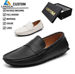 Chaussures plates en cuir de vachette, mocassins confortables, classiques, décontractées, antidérapantes, pour garçons, avec logo personnalisé. - Product Image 1