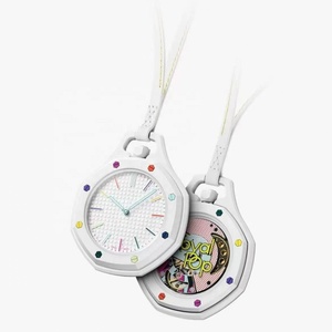 Montre de poche arc-en-ciel de haute qualité, personnalisée, nouveau style, co-marquage, pendentif pop art en biocéramique blanche, cadeau idéal - Product Image 1