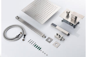 Offre Spéciale – Ensemble de Douche Mural Moderne en Acier Inoxydable Brossé avec Robinet Dissimulé, Cartouche Céramique, Poignée Unique, Carré, pour <span class=keywords><strong>Appartement</strong></span>, Douceur Assurée - Product Image 5