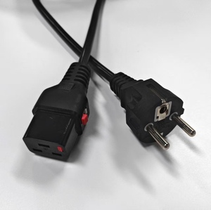 Câble d'<span class=keywords><strong>alimentation</strong></span> CA avec verrouillage IEC C19 vers prise Schuko CEE 7/7 EU, 250V 16A 1mm², rallonge C19 avec verrouillage pour ordinateur - Product Image 1