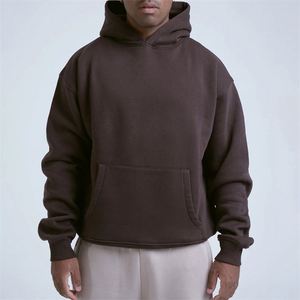 Sweat à capuche en molleton de coton de haute qualité, à épaules tombantes, motif uni, surdimensionné, personnalisé avec broderie, pour l'automne - Product Image 3