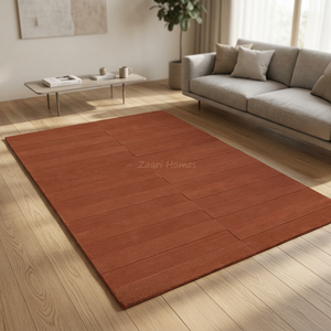Minimalist Luxury Handwoven New Zealand <b>Wool</b> Rug – Sienna <b>Brown</b> Modern Solid Designer Rug - Product Image 1