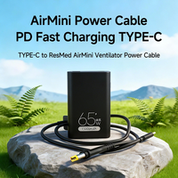 Kabel Daya Tipe-C untuk ResMed AirMini Protokol PD 20V Kabel Pengisian Daya Hitam 100 cm Konektor Daya Respirator