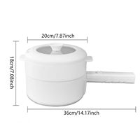 Marmite Électrique Domestique 3L Antiadhésive, Bol à Nouilles Rapides, Chauffage Rapide 800W, Mini Hot Pot Portable, Poêle Électrique