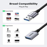 Câble d'extension USB UGREEN US115, rallonge USB, câble d'extension USB 3.0, câble de données en nylon tressé pour PC, mâle vers femelle