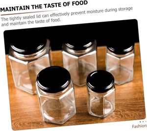 Frasco de Vidrio Hexagonal Transparente de Alta Calidad con Tapa de Hierro, Capacidades de 45ml/730ml, Personalizable con Calcomanías, para Dulces, Golosinas, Alimentos Enlatados, en Caja - Product Image 3