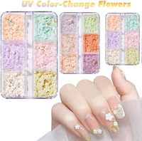 Breloques 3D en résine pour ongles, fleurs UV à changement de couleur, perles en acier mélangées, accessoires de bijoux DIY pour nail art, strass