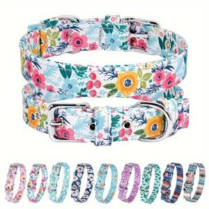 लक्जरी ग्रेड नरम पुष्प धनुष कुत्ते कॉलर समायोज्य धातु बकल रंगीन पॉलिएस्टर रिबन के साथ रिबन पालतू जानवरों की आपूर्ति मुद्रित बकसुआ - Product Image 2