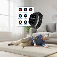 Montre connectée GPS d'urgence 4G pour personnes âgées avec alarme de chute, carte SIM et suivi de santé pour les patients atteints d'Alzheimer/de la démence