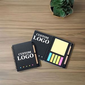 Custom Eco-Friendly Kraft Paper <b>Notebook</b> <b>Set</b> with Sticky Page Multi-Function Sticky Note Pen Personalized Promotional Gift - Product Image 1