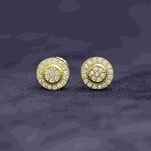 R.Gem. Women Fine Screw <strong>Back</strong> 18K <strong>White</strong> <strong>Gold</strong> Plated 925 Sterling Silver Moissanite Diamond Stud <strong>Earrings</strong> Women Luxury