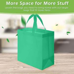 Bolsa Ecológica Reutilizable para Compras, Gruesa, Portátil, de Tela No Tejida Ultrasónica Verde - Product Image 3