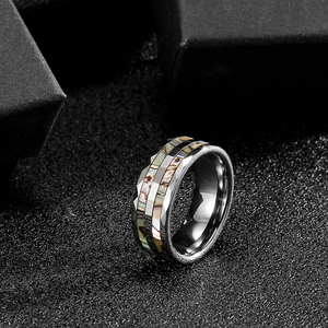 2024 Bán Buôn Cắt Cạnh Đen Bạc Mạ Người Đàn Ông Của Tungsten Thép Vòng Vỏ bào ngư Cho Nam Giới - Product Image 5