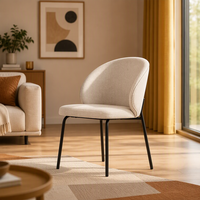 Chaise de salle à manger MULIGNA pour restaurant intérieur, style nordique, hôtel moderne, luxe, métal, cuir blanc, chaise rembourrée pour table à manger