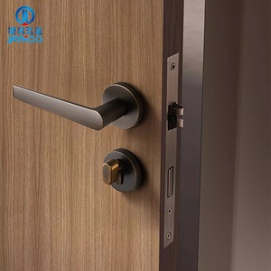Serrure de porte à levier moderne Jiehao, finition laiton, fonctionnement silencieux, pour portes intérieures en bois, utilisation chambre à coucher - Product Image 2