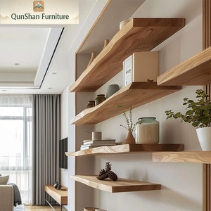 Étagères murales flottantes vintage en bois massif naturel, multi-niveaux, résistantes à l'humidité, pour le rangement de livres, meubles de rangement, support de rangement pour <span class=keywords><strong>CD</strong></span> - Product Image 1