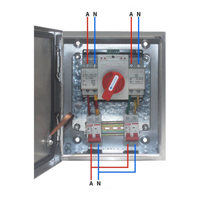Ensemble complet de panneaux de distribution d'énergie à commande automatique à double alimentation monophasée 220V 2P 63A ATS
