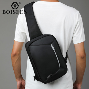 Boiseen Men's Crossbody <b>Backpack</b> Black <b>Large</b> Capacity With Usb Charging Leisure Travel Shoulder Bag - Product Image 3