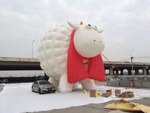 Şişme büyük beyaz koyun modeli büyük şişme karikatür hayvan şekilli balon koyun boynuzları ile şişme koyun karikatür - Product Image 6